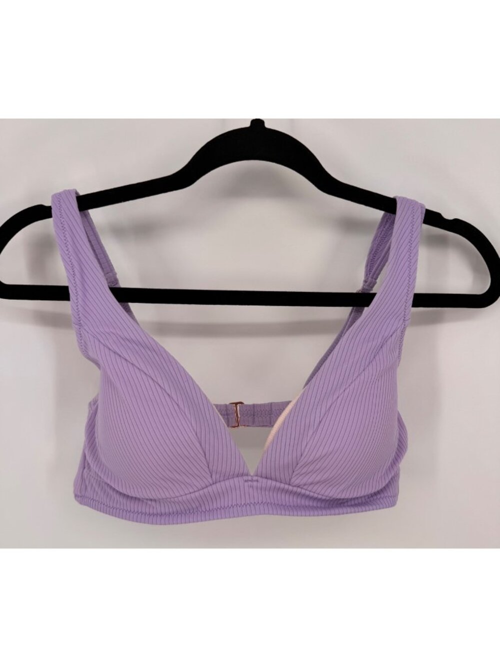 Shade & Shore Lavender Ribbed Bikini Top With Adjustable Straps Size 34B